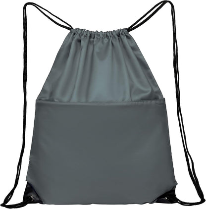 Drawstring Backpack Sports Water Resistant String Bag Sport Gym Sackpack for Women Men Large with Zipper, Yellow