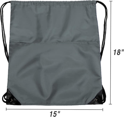 Drawstring Backpack Sports Water Resistant String Bag Sport Gym Sackpack for Women Men Large with Zipper, Yellow