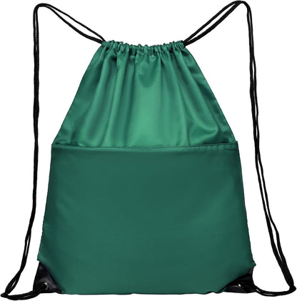 Drawstring Backpack Sports Water Resistant String Bag Sport Gym Sackpack for Women Men Large with Zipper, Yellow