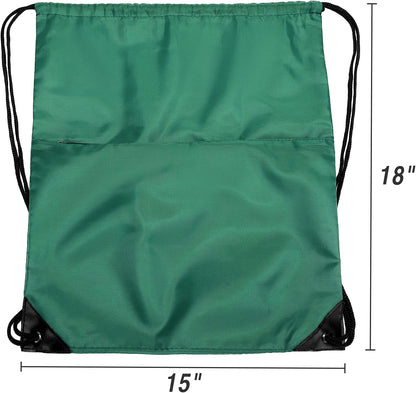 Drawstring Backpack Sports Water Resistant String Bag Sport Gym Sackpack for Women Men Large with Zipper, Yellow