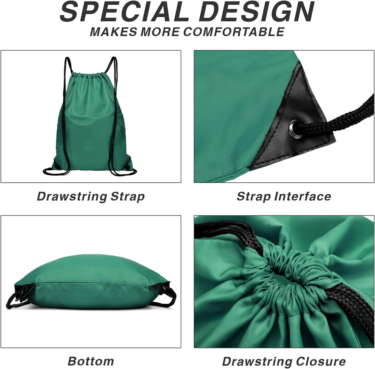 Drawstring Backpack Sports Water Resistant String Bag Sport Gym Sackpack for Women Men Large with Zipper, Yellow
