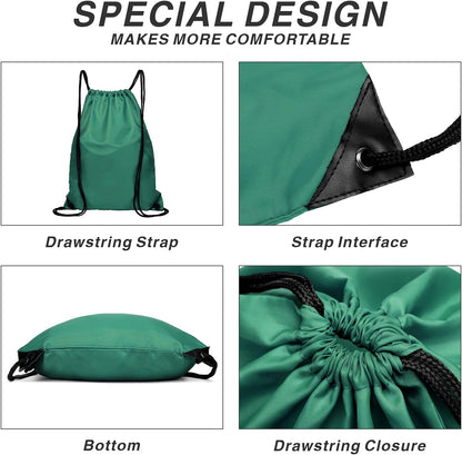 Drawstring Backpack Sports Water Resistant String Bag Sport Gym Sackpack for Women Men Large with Zipper, Yellow