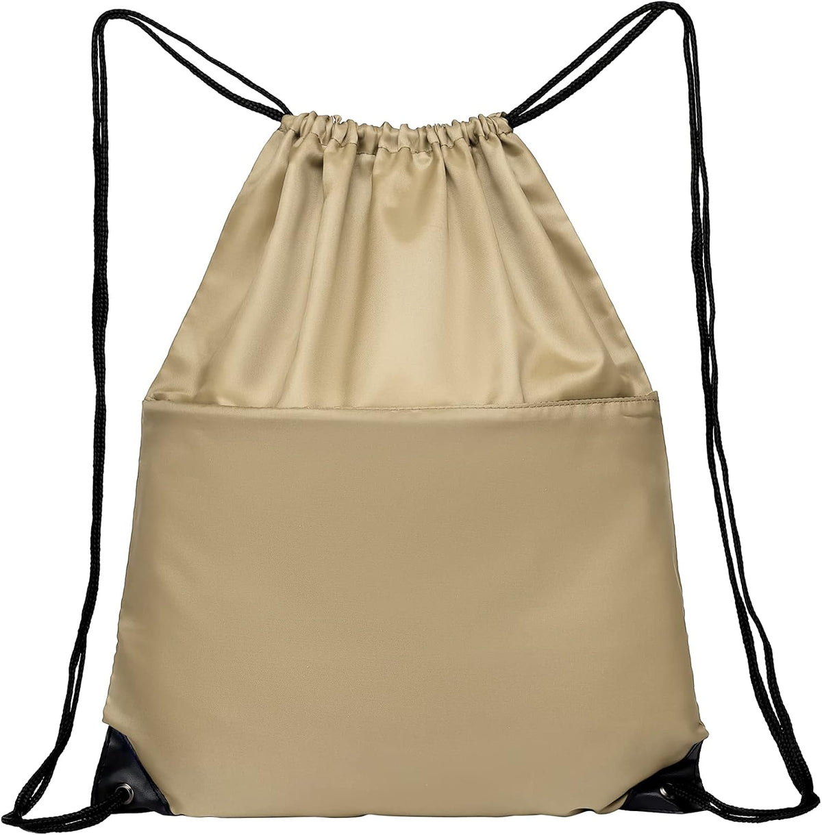 Drawstring Backpack Sports Water Resistant String Bag Sport Gym Sackpack for Women Men Large with Zipper, Yellow