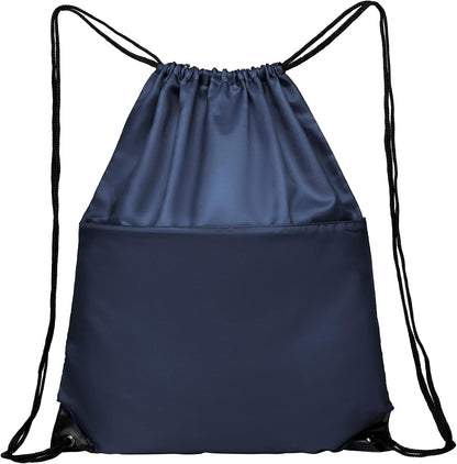 Drawstring Backpack Sports Water Resistant String Bag Sport Gym Sackpack for Women Men Large with Zipper, Yellow