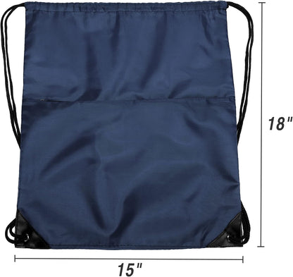 Drawstring Backpack Sports Water Resistant String Bag Sport Gym Sackpack for Women Men Large with Zipper, Yellow