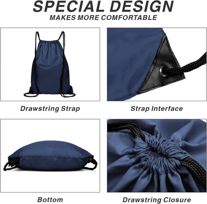 Drawstring Backpack Sports Water Resistant String Bag Sport Gym Sackpack for Women Men Large with Zipper, Yellow
