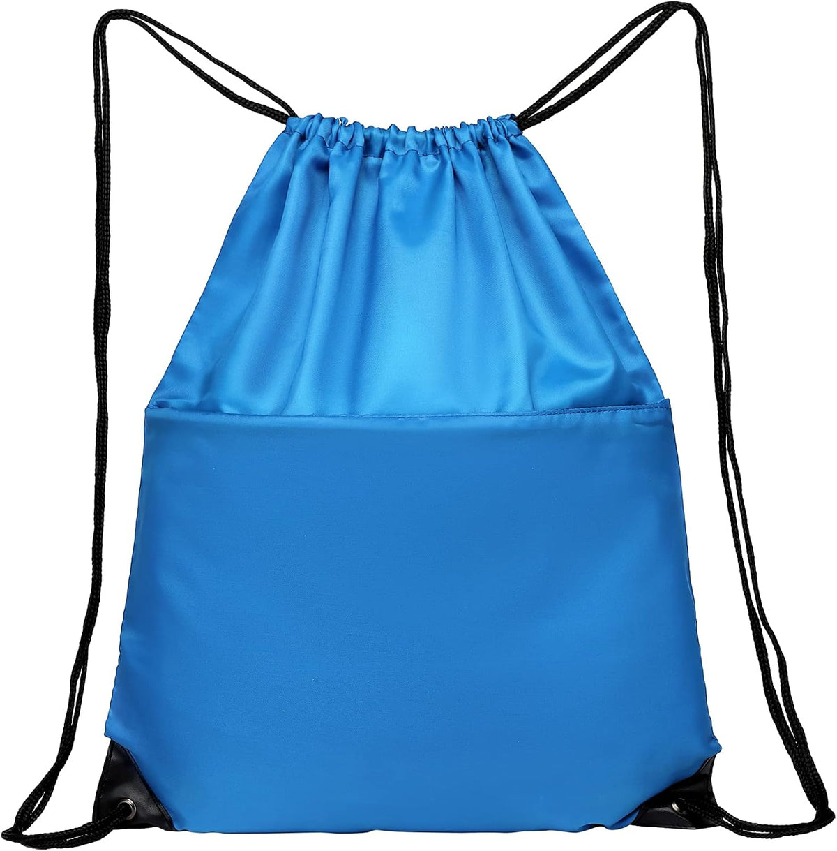 Drawstring Backpack Sports Water Resistant String Bag Sport Gym Sackpack for Women Men Large with Zipper, Yellow
