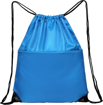 Drawstring Backpack Sports Water Resistant String Bag Sport Gym Sackpack for Women Men Large with Zipper, Yellow