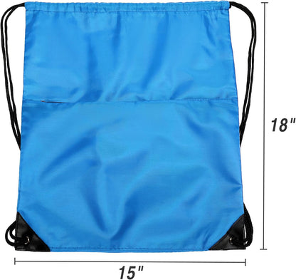 Drawstring Backpack Sports Water Resistant String Bag Sport Gym Sackpack for Women Men Large with Zipper, Yellow