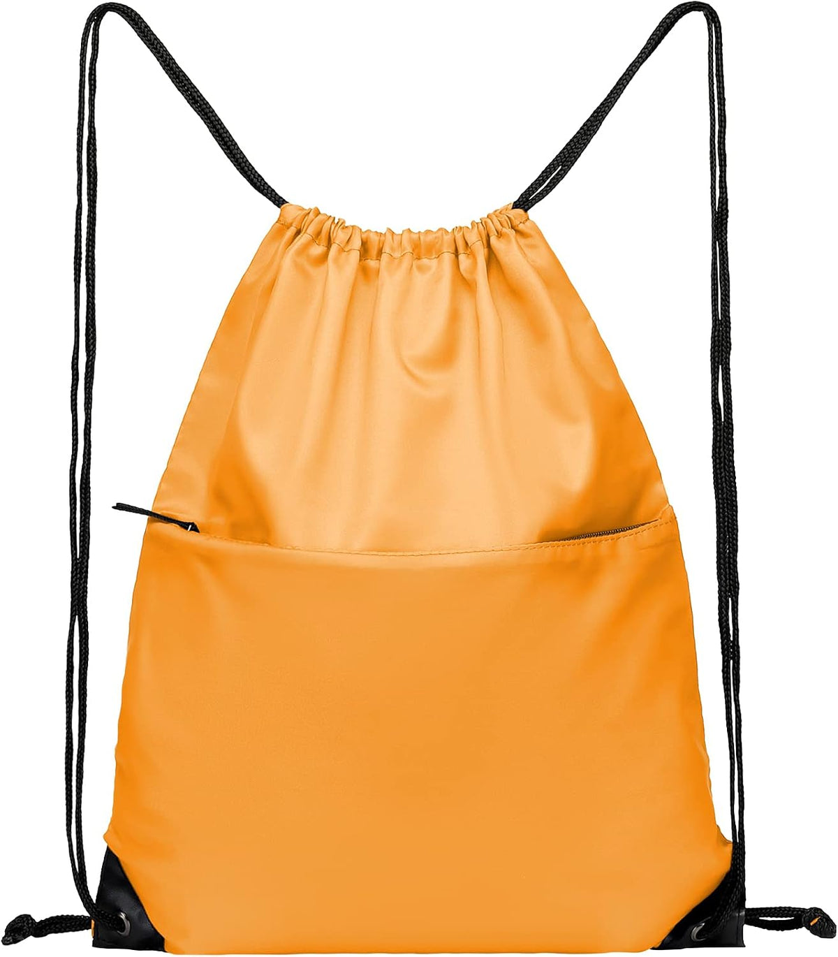 Drawstring Backpack Sports Water Resistant String Bag Sport Gym Sackpack for Women Men Large with Zipper, Yellow