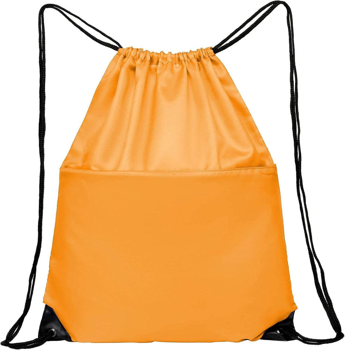 Drawstring Backpack Sports Water Resistant String Bag Sport Gym Sackpack for Women Men Large with Zipper, Yellow