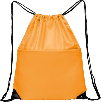 Drawstring Backpack Sports Water Resistant String Bag Sport Gym Sackpack for Women Men Large with Zipper, Yellow