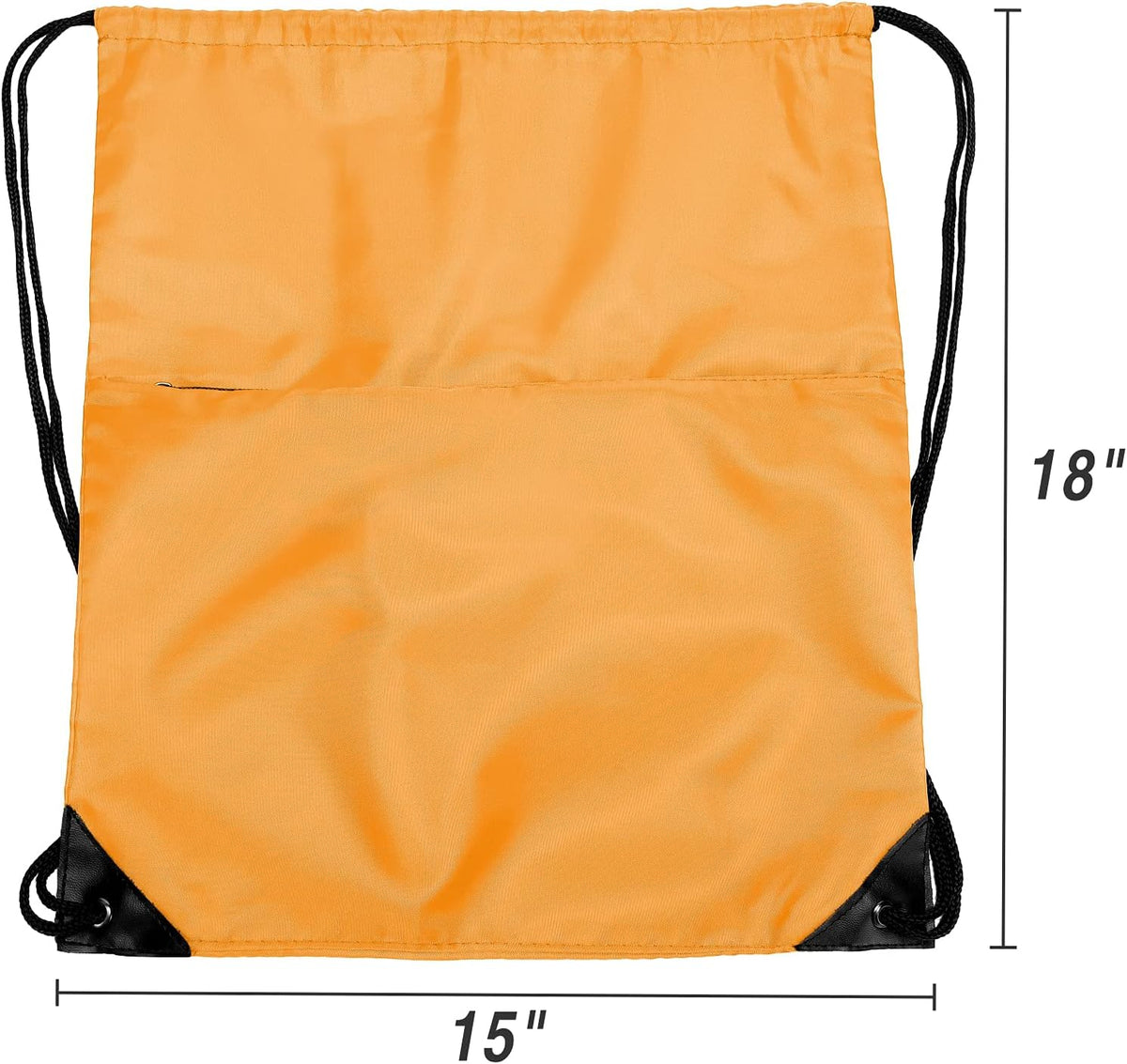 Drawstring Backpack Sports Water Resistant String Bag Sport Gym Sackpack for Women Men Large with Zipper, Yellow