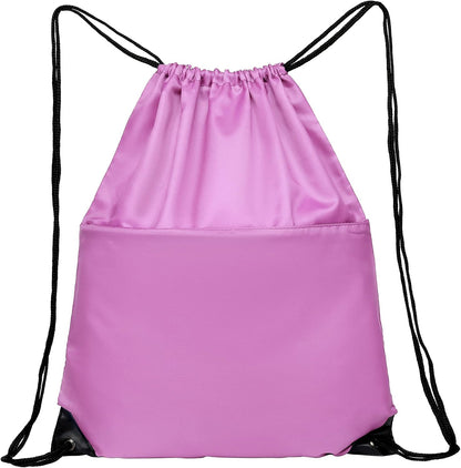 Drawstring Backpack Sports Water Resistant String Bag Sport Gym Sackpack for Women Men Large with Zipper, Yellow