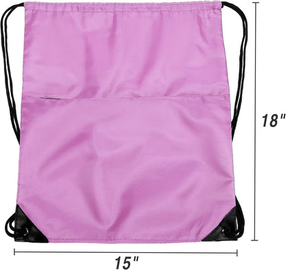 Drawstring Backpack Sports Water Resistant String Bag Sport Gym Sackpack for Women Men Large with Zipper, Yellow