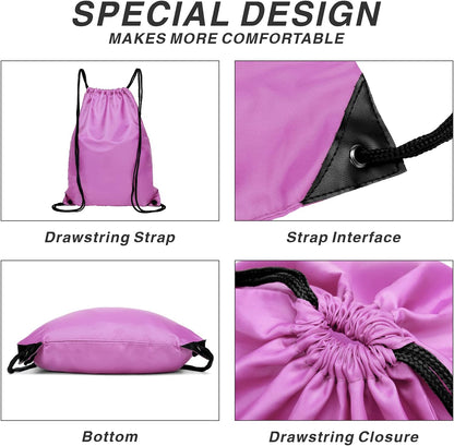 Drawstring Backpack Sports Water Resistant String Bag Sport Gym Sackpack for Women Men Large with Zipper, Yellow