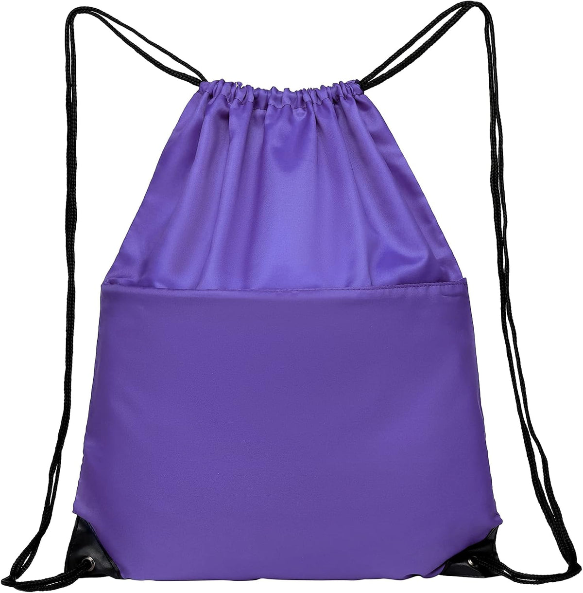 Drawstring Backpack Sports Water Resistant String Bag Sport Gym Sackpack for Women Men Large with Zipper, Yellow