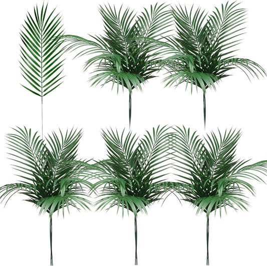 60 Pcs 25 Inch Palm Leaves Bulk, Large Artificial Tropical Palm Frond for Wedding Flower Arrangement, Faux Greenery Branches for Church Sunday Christian Decor, Hawaiian Jungle Safari Party