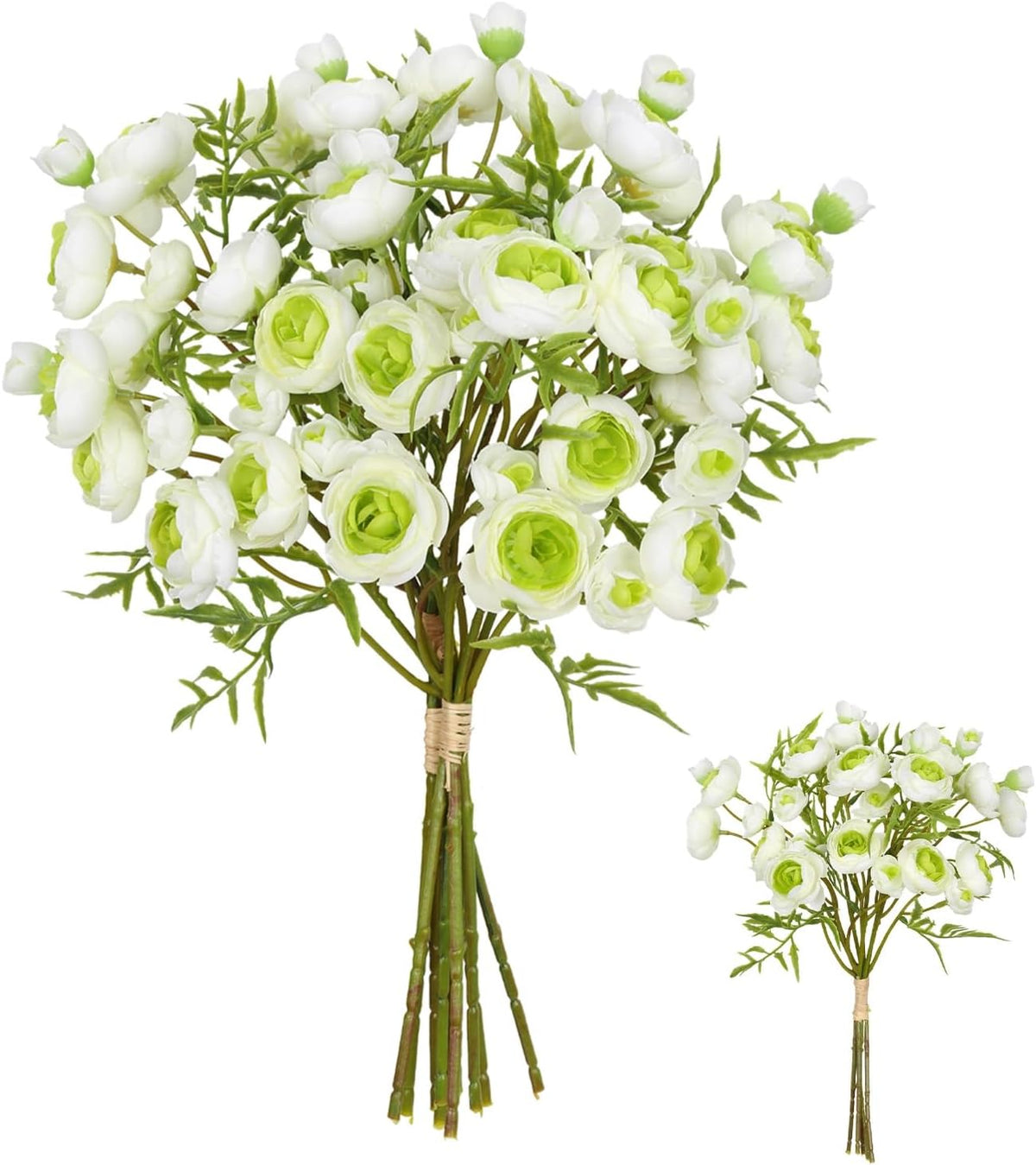 2 Bouquets Champagne Faux Ranunculus Flowers 60 Heads Small Fake Flowers Cream Artificial Peonies 12.6" Mini Artificial Flower for DIY Wedding Bouquet Bridal Shower Decor Filler Centerpieces