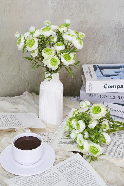 2 Bouquets Champagne Faux Ranunculus Flowers 60 Heads Small Fake Flowers Cream Artificial Peonies 12.6" Mini Artificial Flower for DIY Wedding Bouquet Bridal Shower Decor Filler Centerpieces