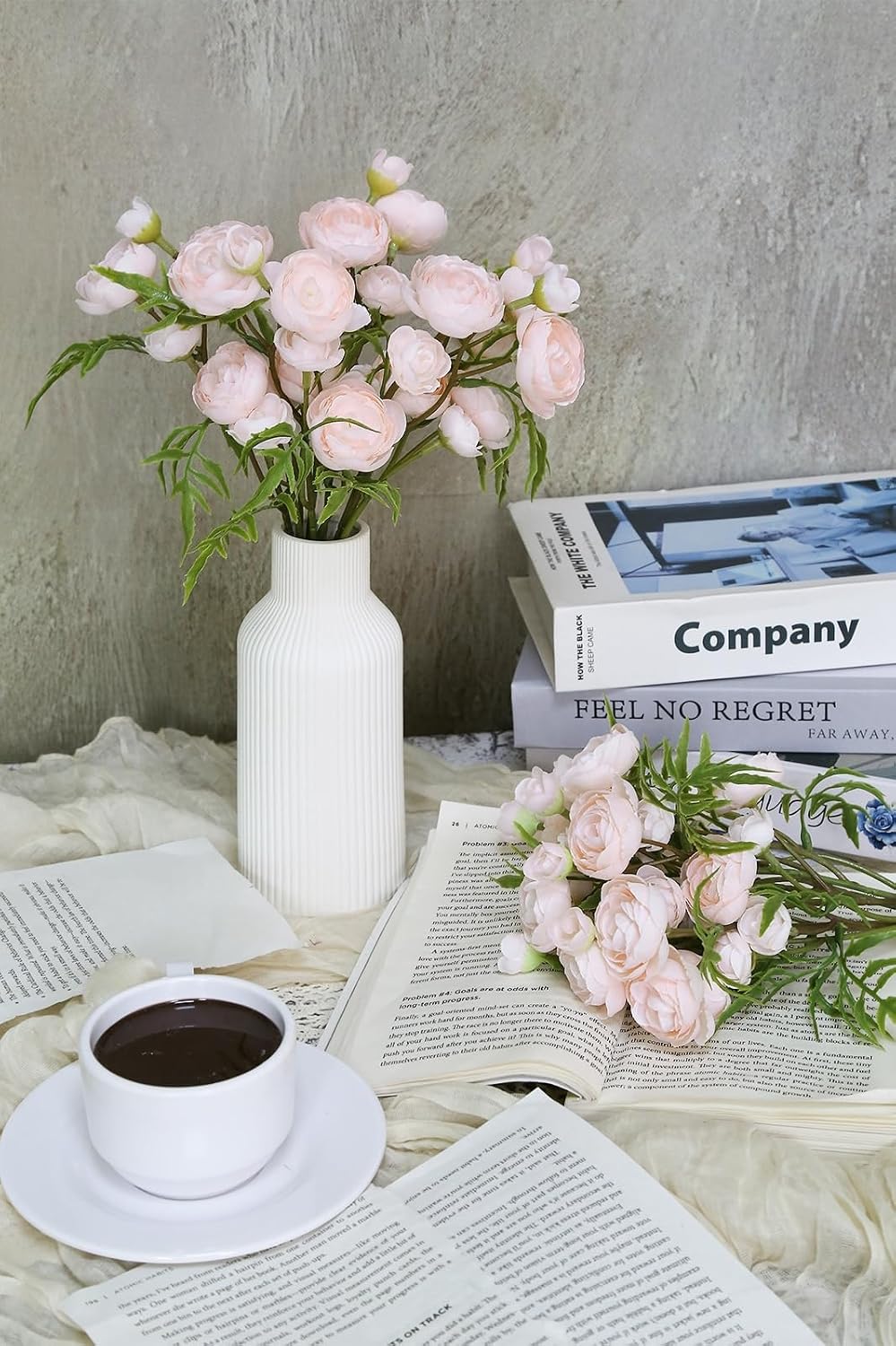 2 Bouquets Champagne Faux Ranunculus Flowers 60 Heads Small Fake Flowers Cream Artificial Peonies 12.6" Mini Artificial Flower for DIY Wedding Bouquet Bridal Shower Decor Filler Centerpieces