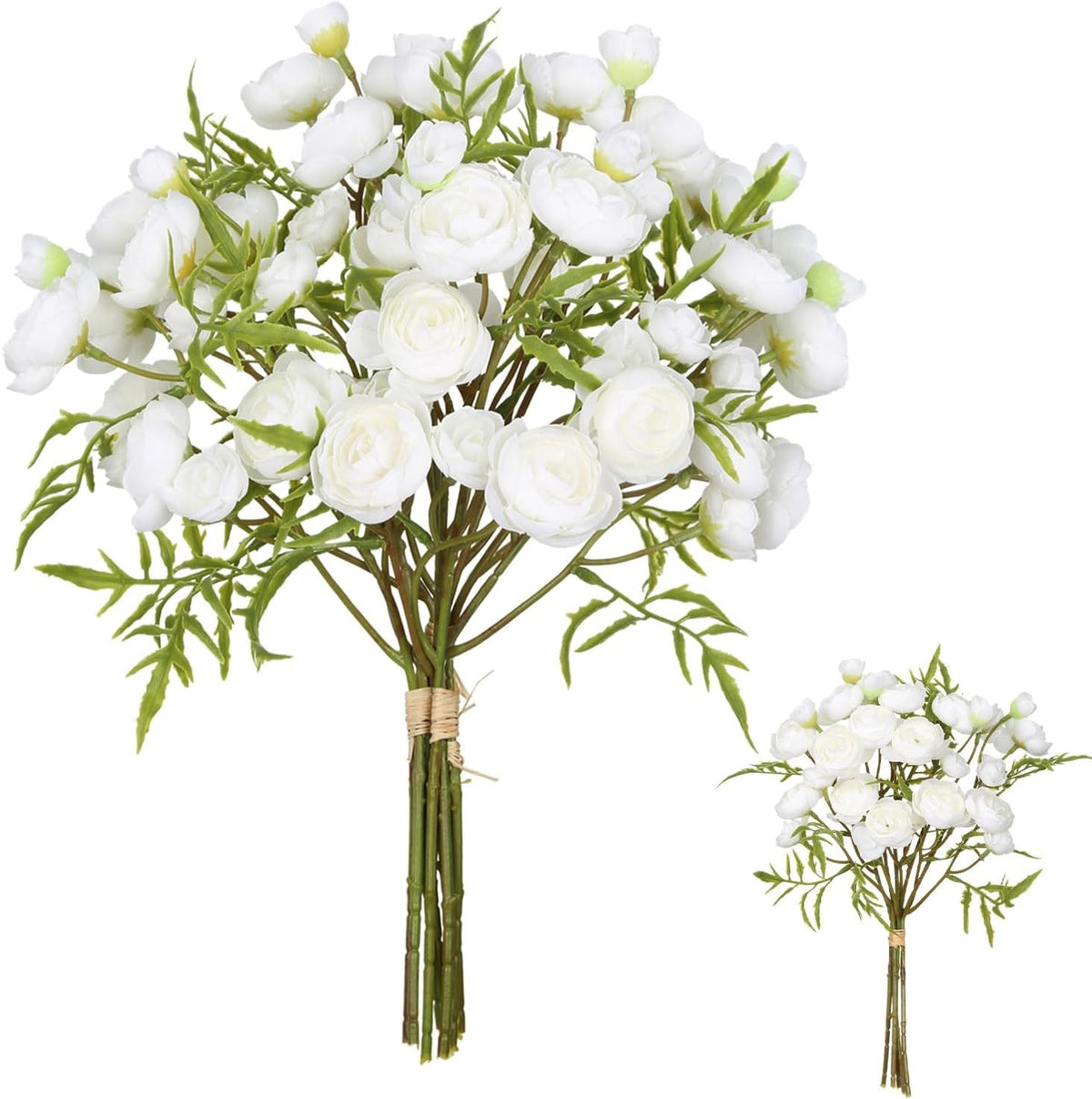 2 Bouquets Champagne Faux Ranunculus Flowers 60 Heads Small Fake Flowers Cream Artificial Peonies 12.6" Mini Artificial Flower for DIY Wedding Bouquet Bridal Shower Decor Filler Centerpieces