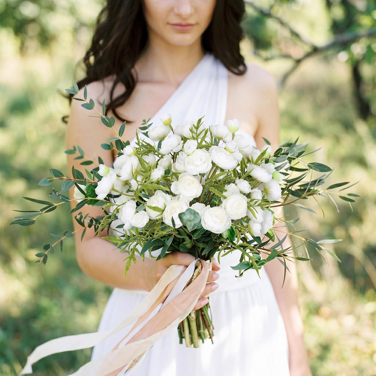 2 Bouquets Champagne Faux Ranunculus Flowers 60 Heads Small Fake Flowers Cream Artificial Peonies 12.6" Mini Artificial Flower for DIY Wedding Bouquet Bridal Shower Decor Filler Centerpieces