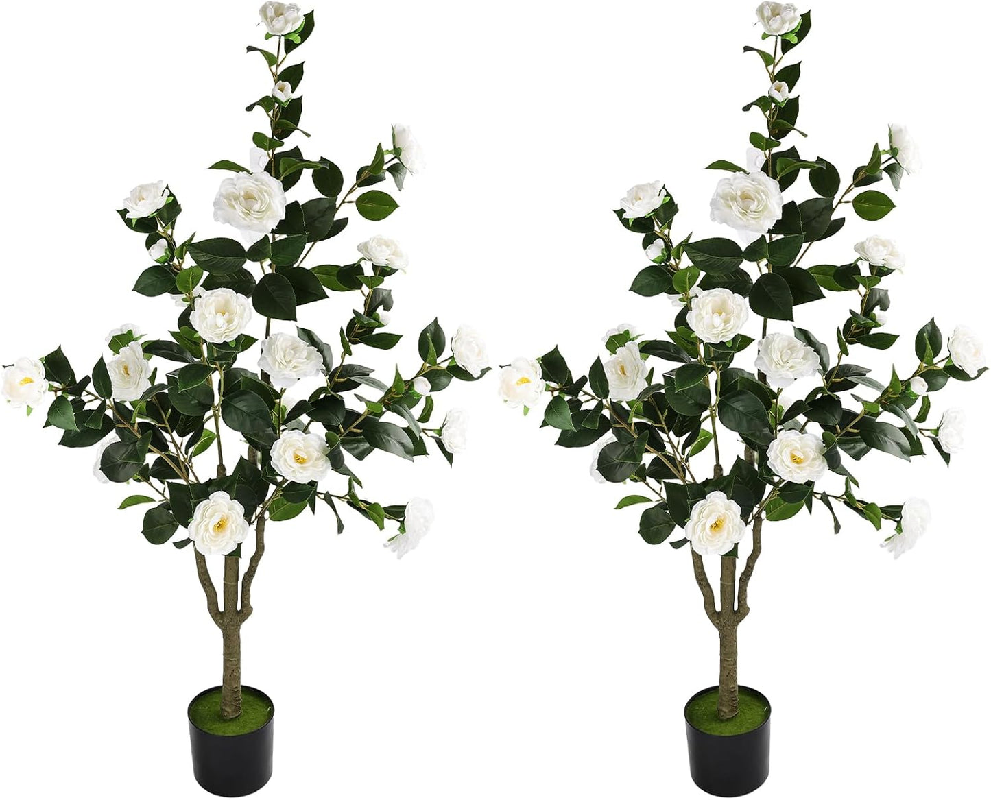 Orange Artificial Camellia Tree 2 Pcs 48Inch/4Ft