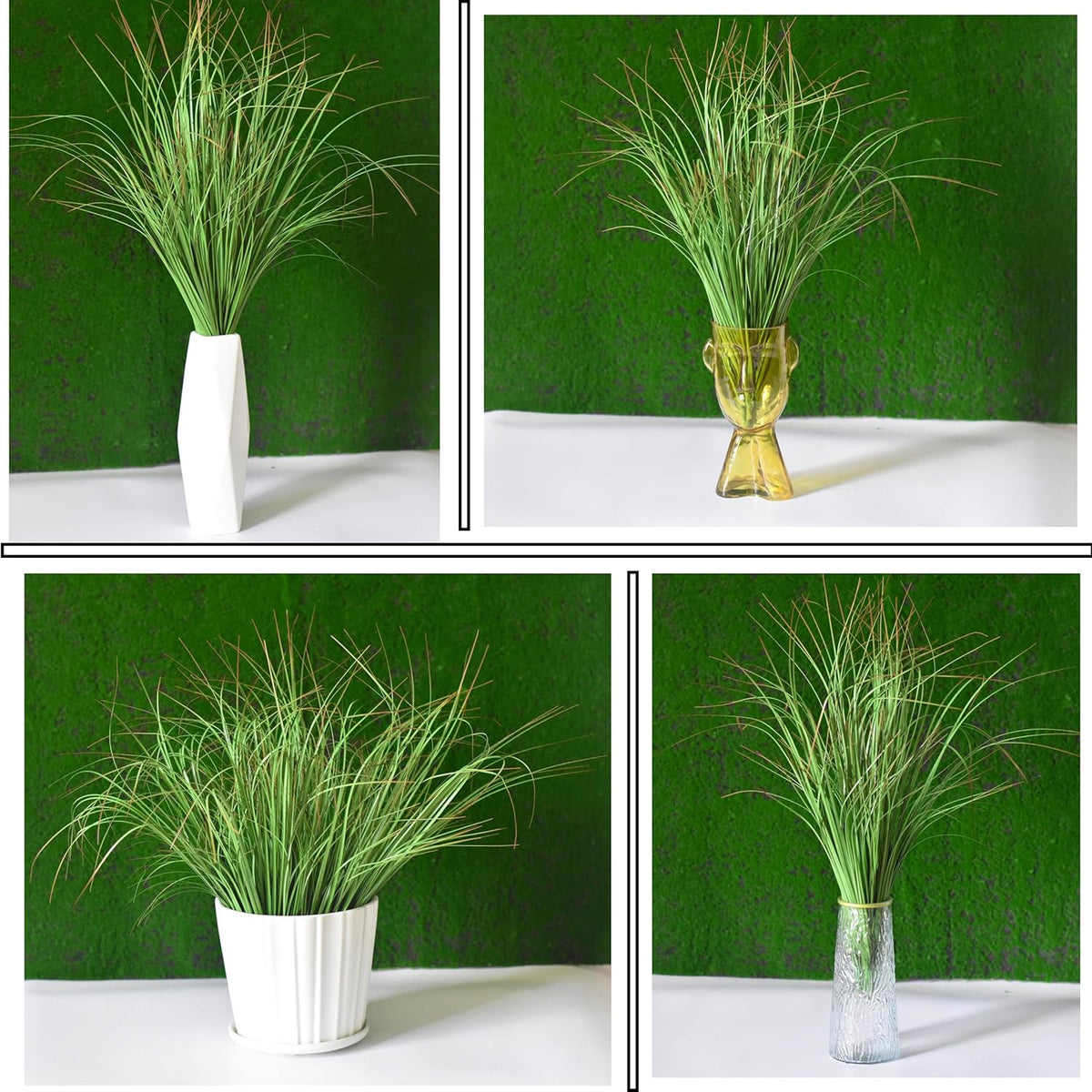 6PCS Fake Grass Plant，UV Resistant Artificial Greenery for Outdoor