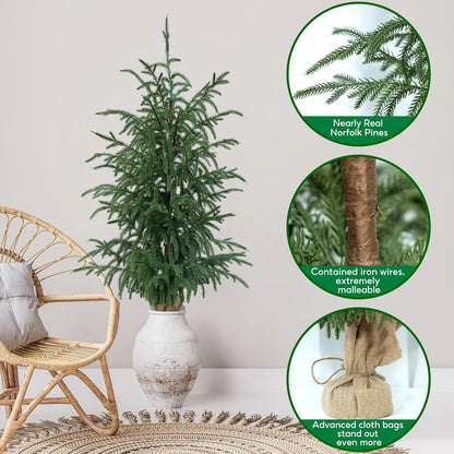 3FT Artificial Norfolk Pine Tree 2-Pack, UV Resistant Plants Indoor Outdoor