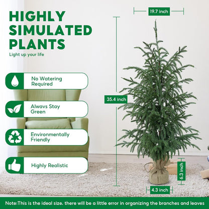3FT Artificial Norfolk Pine Tree 2-Pack, UV Resistant Plants Indoor Outdoor