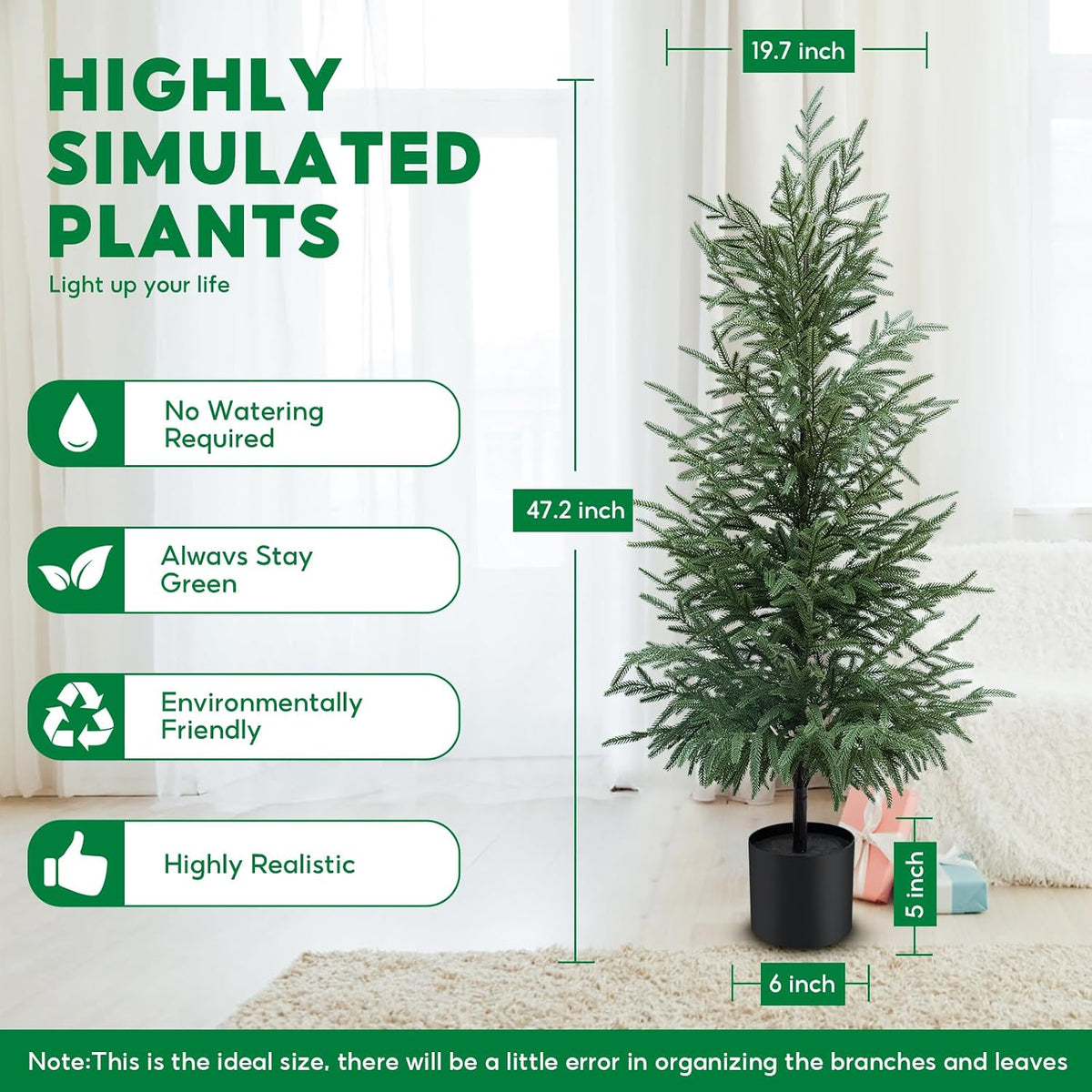 3FT Artificial Norfolk Pine Tree 2-Pack, UV Resistant Plants Indoor Outdoor