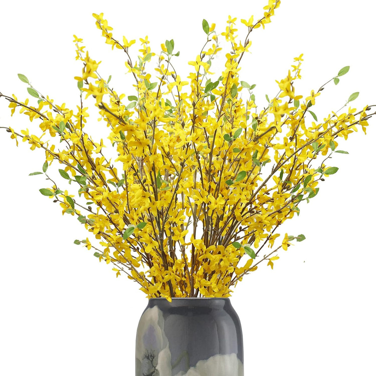 Artificial Forsythia Branches, 39.4 Inch Cherry Blossom, Spring Flowers Artificial for Decoration, Silk Forsythia Flowers Artificial Orchids Wedding Office Home Party Dining Table Decor