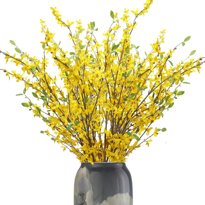 Artificial Forsythia Branches, 39.4 Inch Cherry Blossom, Spring Flowers Artificial for Decoration, Silk Forsythia Flowers Artificial Orchids Wedding Office Home Party Dining Table Decor