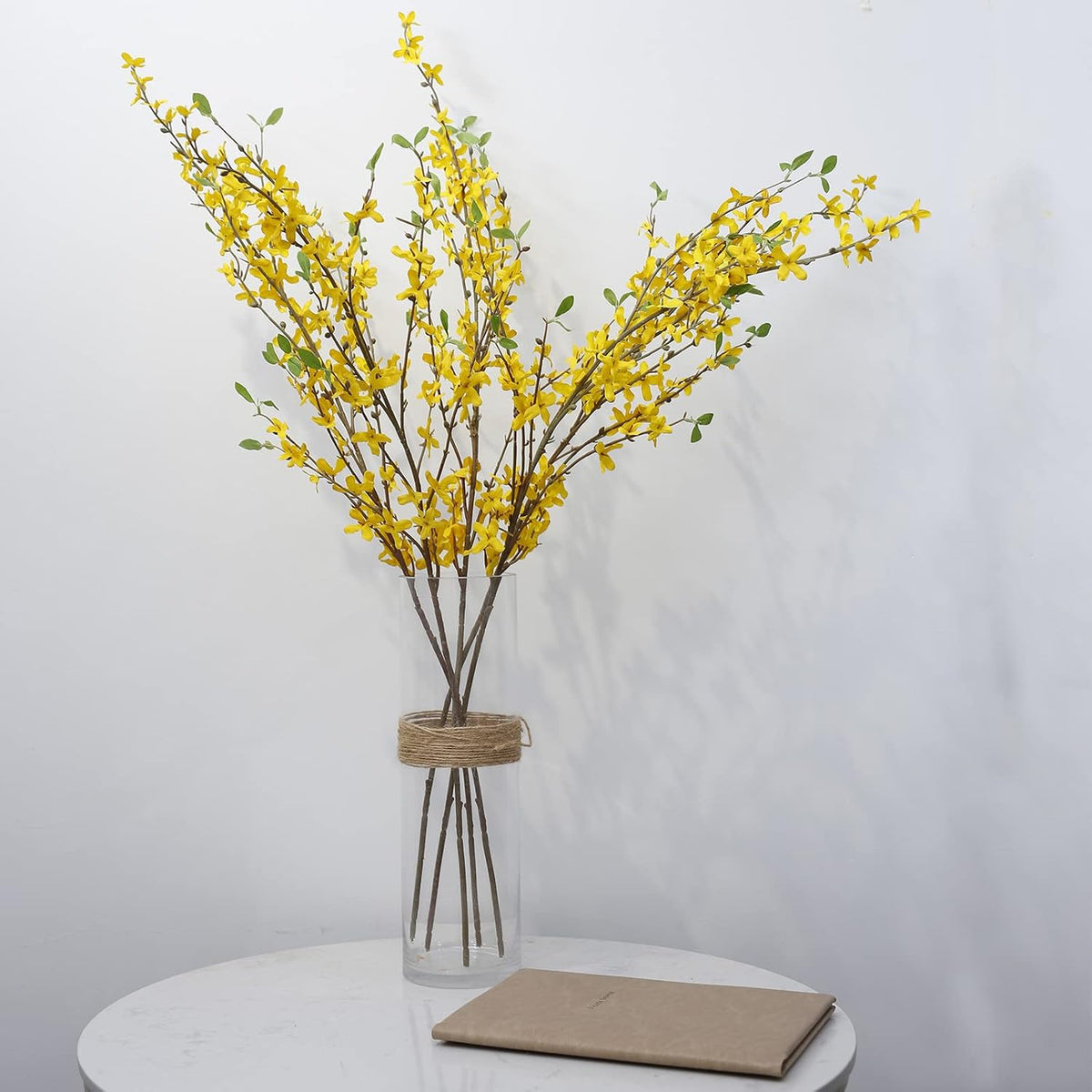 Artificial Forsythia Branches, 39.4 Inch Cherry Blossom, Spring Flowers Artificial for Decoration, Silk Forsythia Flowers Artificial Orchids Wedding Office Home Party Dining Table Decor