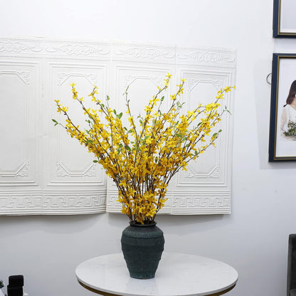 Artificial Forsythia Branches, 39.4 Inch Cherry Blossom, Spring Flowers Artificial for Decoration, Silk Forsythia Flowers Artificial Orchids Wedding Office Home Party Dining Table Decor