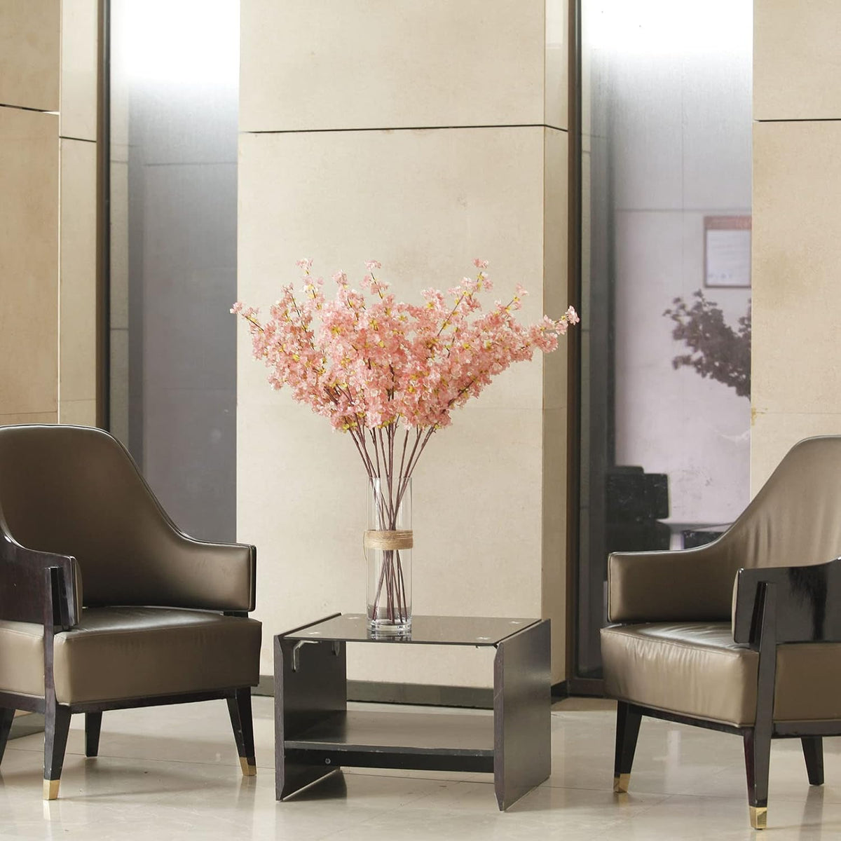 Artificial Forsythia Branches, 39.4 Inch Cherry Blossom, Spring Flowers Artificial for Decoration, Silk Forsythia Flowers Artificial Orchids Wedding Office Home Party Dining Table Decor