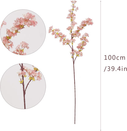 Artificial Forsythia Branches, 39.4 Inch Cherry Blossom, Spring Flowers Artificial for Decoration, Silk Forsythia Flowers Artificial Orchids Wedding Office Home Party Dining Table Decor