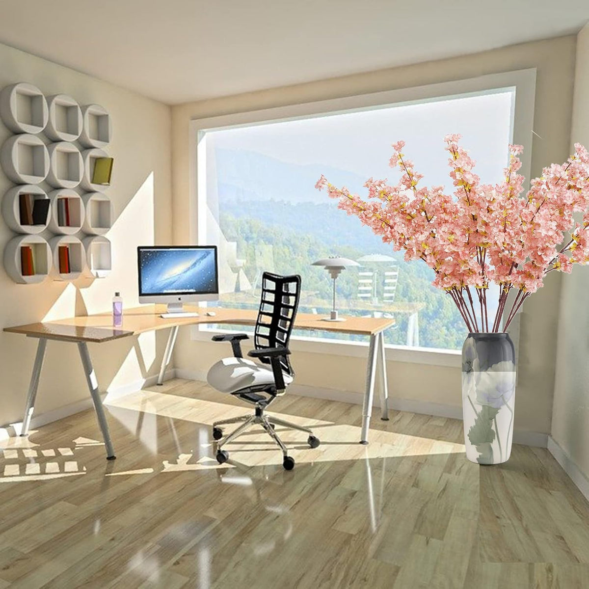 Artificial Forsythia Branches, 39.4 Inch Cherry Blossom, Spring Flowers Artificial for Decoration, Silk Forsythia Flowers Artificial Orchids Wedding Office Home Party Dining Table Decor