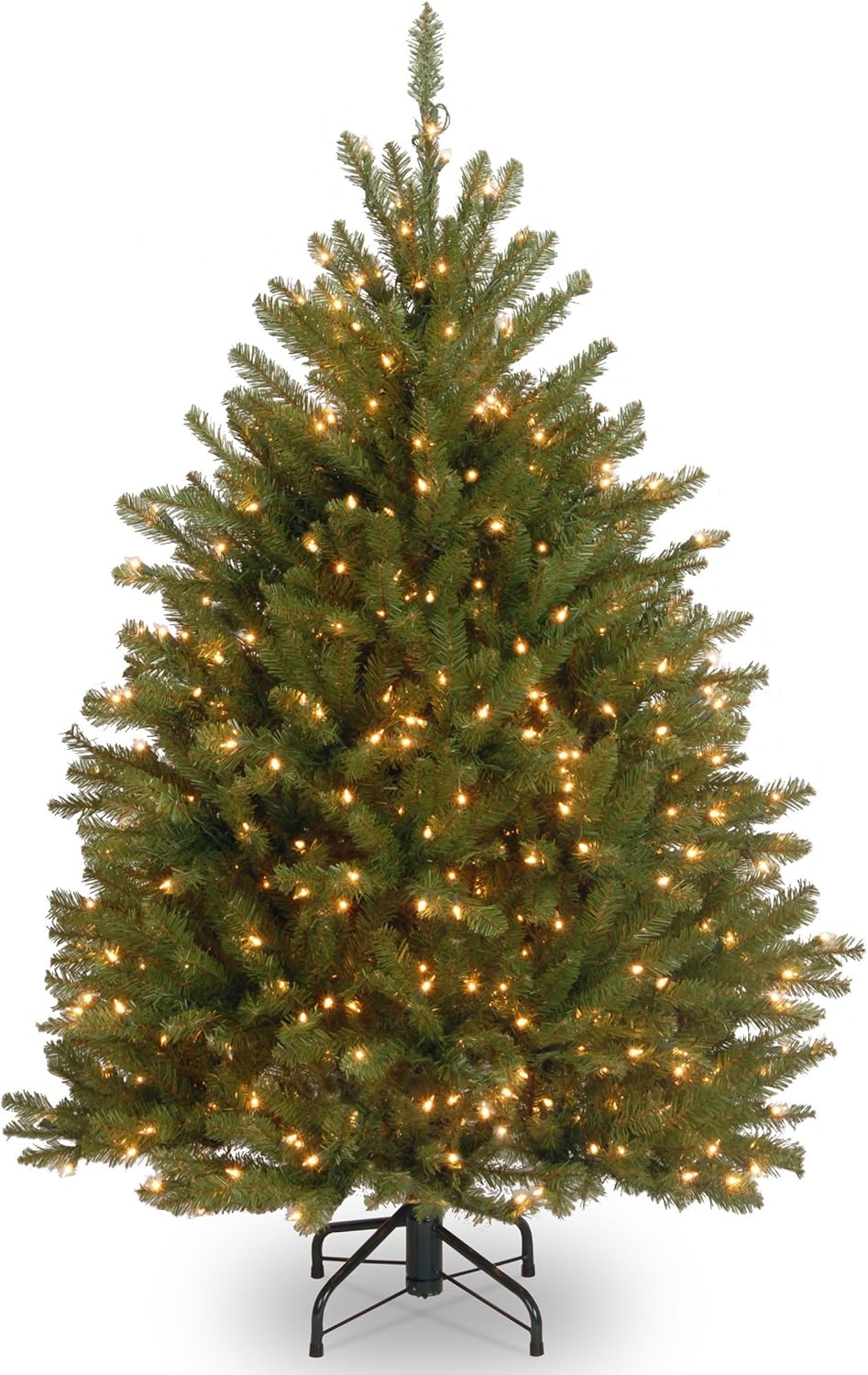 6 ft Pre-Lit Dunhill Fir Artificial Christmas Tree, 600 Warm White LED Lights, 1,430 Tips, Includes Stand, Green | 600 Clear Lights, 1,430 Tips, Includes Stand, Green