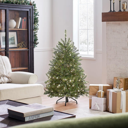 6 ft Pre-Lit Dunhill Fir Artificial Christmas Tree, 600 Warm White LED Lights, 1,430 Tips, Includes Stand, Green | 600 Clear Lights, 1,430 Tips, Includes Stand, Green