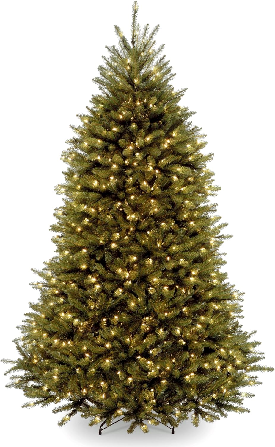 6 ft Pre-Lit Dunhill Fir Artificial Christmas Tree, 600 Warm White LED Lights, 1,430 Tips, Includes Stand, Green | 600 Clear Lights, 1,430 Tips, Includes Stand, Green
