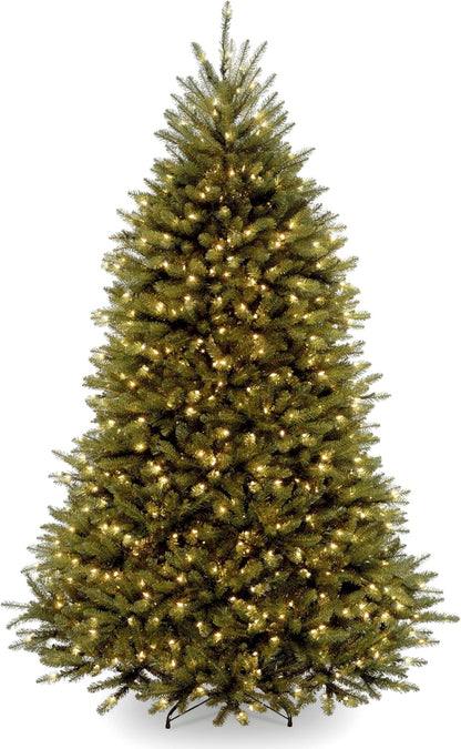 6 ft Pre-Lit Dunhill Fir Artificial Christmas Tree, 600 Warm White LED Lights, 1,430 Tips, Includes Stand, Green | 600 Clear Lights, 1,430 Tips, Includes Stand, Green