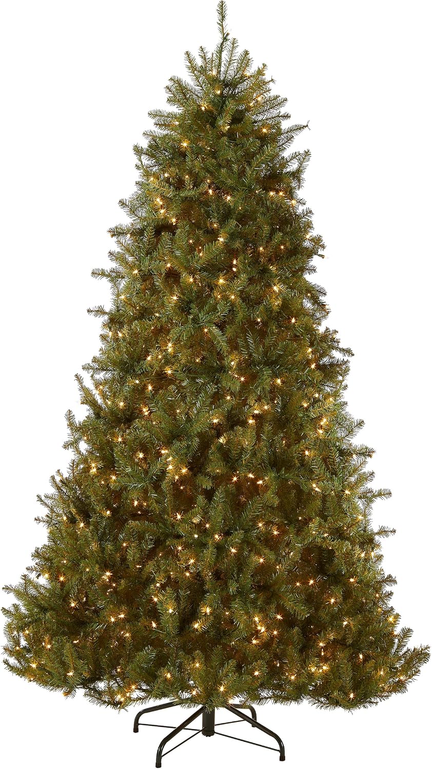 6 ft Pre-Lit Dunhill Fir Artificial Christmas Tree, 600 Warm White LED Lights, 1,430 Tips, Includes Stand, Green | 600 Clear Lights, 1,430 Tips, Includes Stand, Green