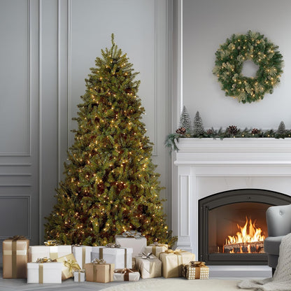 6 ft Pre-Lit Dunhill Fir Artificial Christmas Tree, 600 Warm White LED Lights, 1,430 Tips, Includes Stand, Green | 600 Clear Lights, 1,430 Tips, Includes Stand, Green