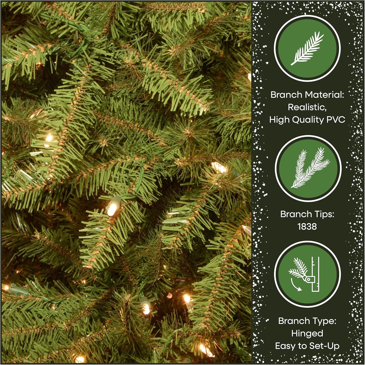 6 ft Pre-Lit Dunhill Fir Artificial Christmas Tree, 600 Warm White LED Lights, 1,430 Tips, Includes Stand, Green | 600 Clear Lights, 1,430 Tips, Includes Stand, Green