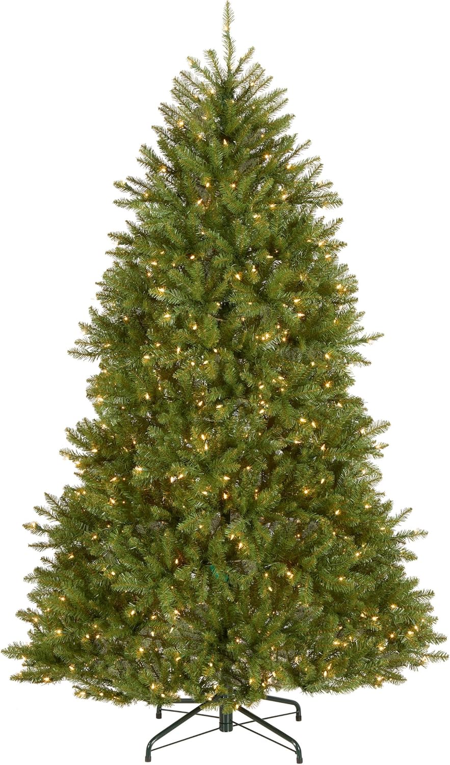 6 ft Pre-Lit Dunhill Fir Artificial Christmas Tree, 600 Warm White LED Lights, 1,430 Tips, Includes Stand, Green | 600 Clear Lights, 1,430 Tips, Includes Stand, Green