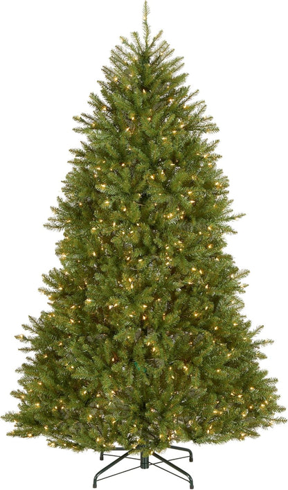 6 ft Pre-Lit Dunhill Fir Artificial Christmas Tree, 600 Warm White LED Lights, 1,430 Tips, Includes Stand, Green | 600 Clear Lights, 1,430 Tips, Includes Stand, Green
