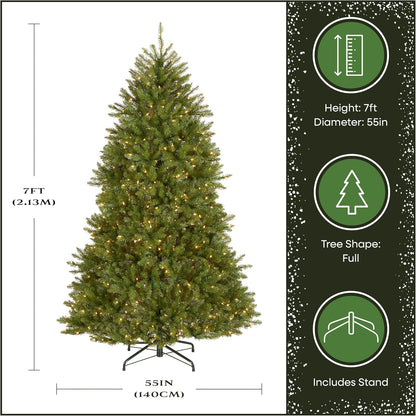 6 ft Pre-Lit Dunhill Fir Artificial Christmas Tree, 600 Warm White LED Lights, 1,430 Tips, Includes Stand, Green | 600 Clear Lights, 1,430 Tips, Includes Stand, Green