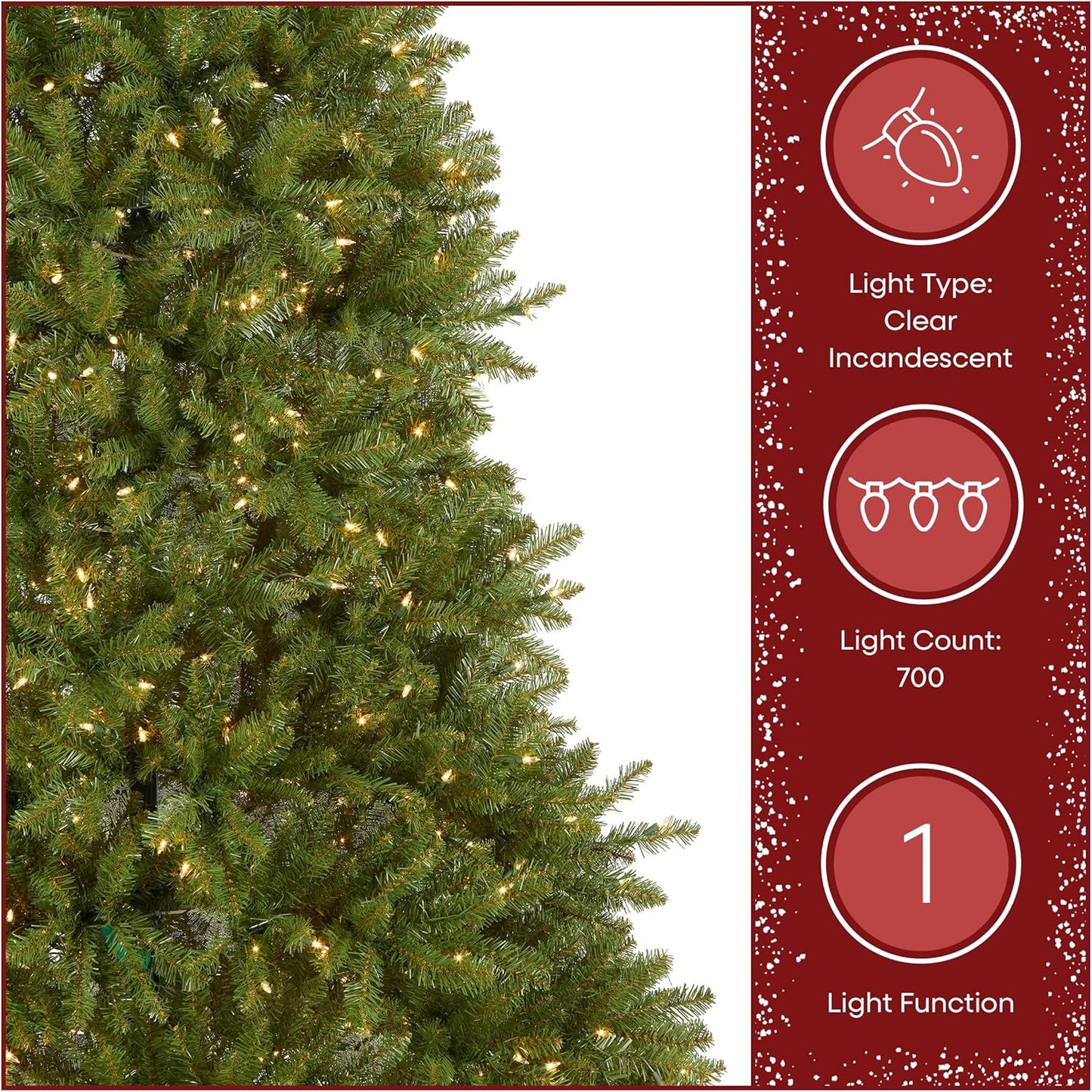 6 ft Pre-Lit Dunhill Fir Artificial Christmas Tree, 600 Warm White LED Lights, 1,430 Tips, Includes Stand, Green | 600 Clear Lights, 1,430 Tips, Includes Stand, Green